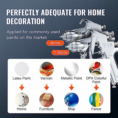 VEVOR Spray Paint Pressure Pot Tank, 10L/2.5gal Air Paint Pressure Pot, 1.5mm+4mm Two Nozzles Two Spray Paint Guns for Industry Home Decor Architecture Construction Automotive Painting, 60PSI Max - Image 3