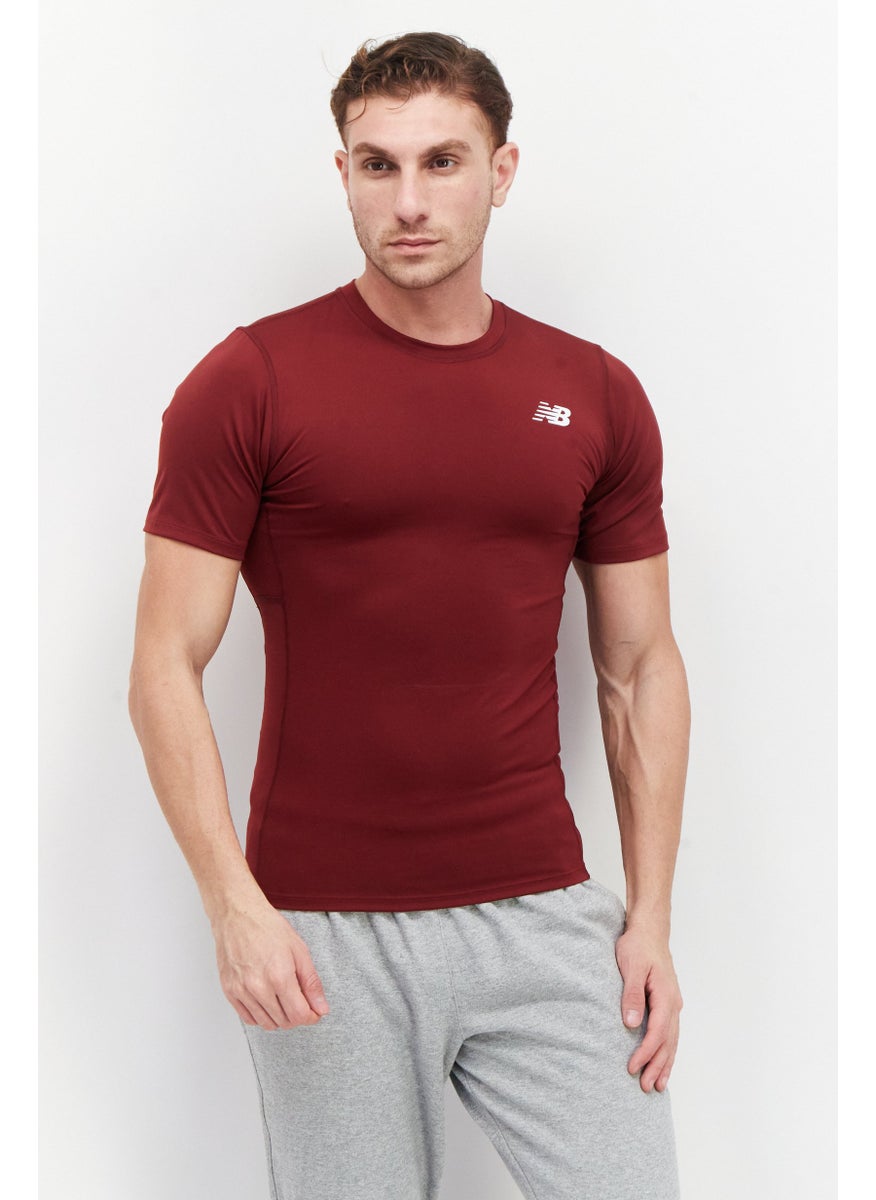 New Balance - Men Sportswear Fit Short Sleeves Training T-Shirt, Maroon - Image 1