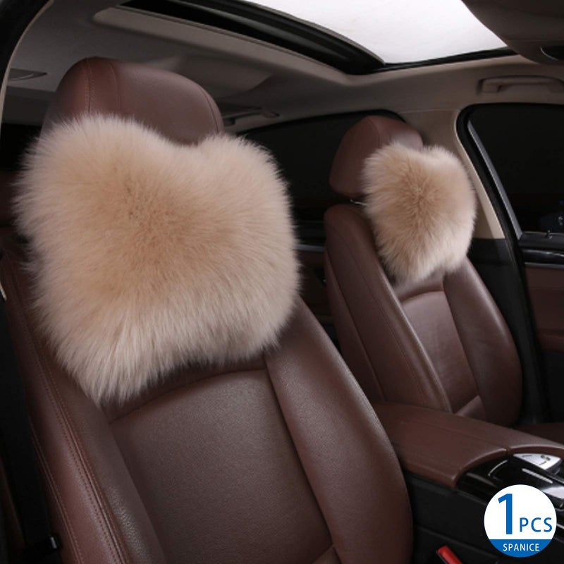 SPANICE Car Headrest Pillow Interior Head Neck Cushion Auto Protector Neck Rest Pillows Car Decor Accessories (Tan) - Image 2