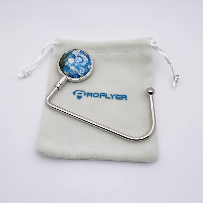 ROFLYER Purse Hook Hanger for Table Bar Handbag Hanger Safer Cleaner Bag Table Hanger with Velvet Pouch (Starry Night) - Image 3
