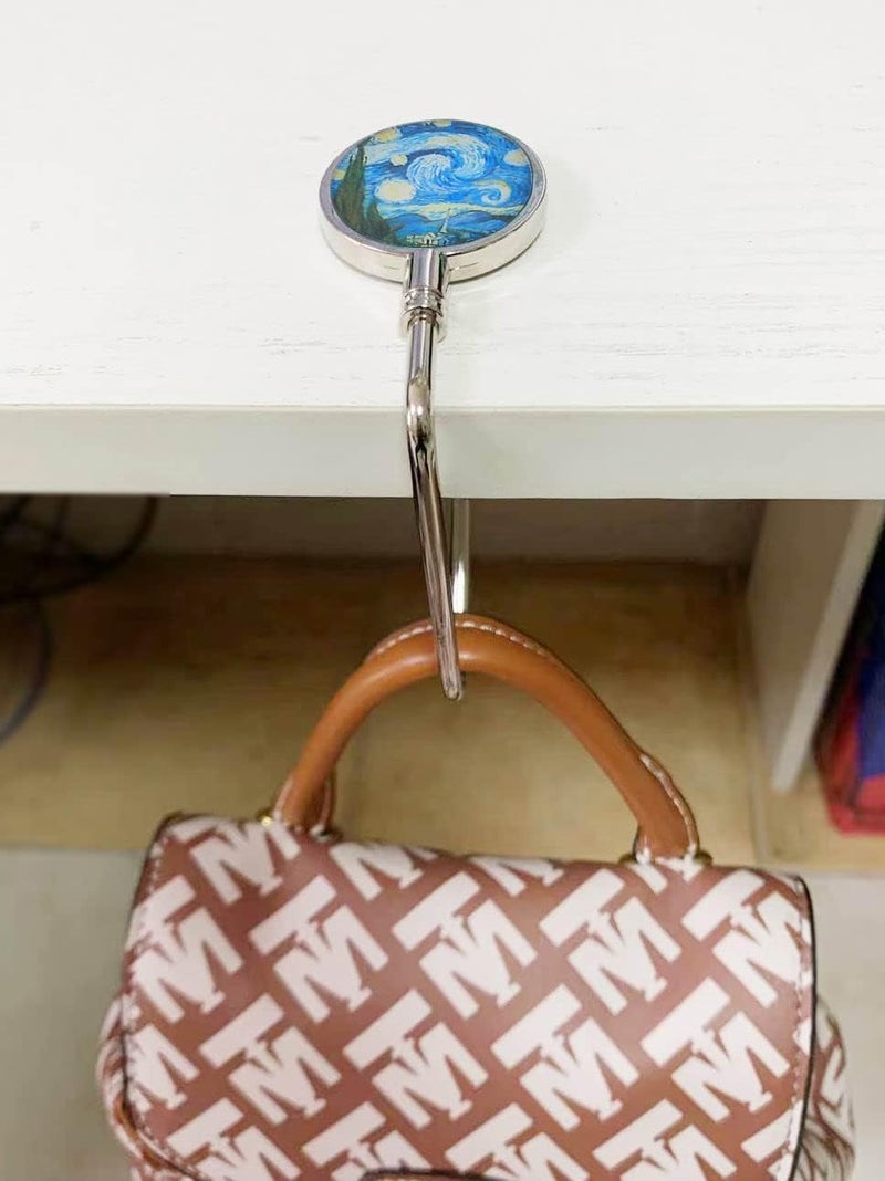 ROFLYER Purse Hook Hanger for Table Bar Handbag Hanger Safer Cleaner Bag Table Hanger with Velvet Pouch (Starry Night) - Image 4