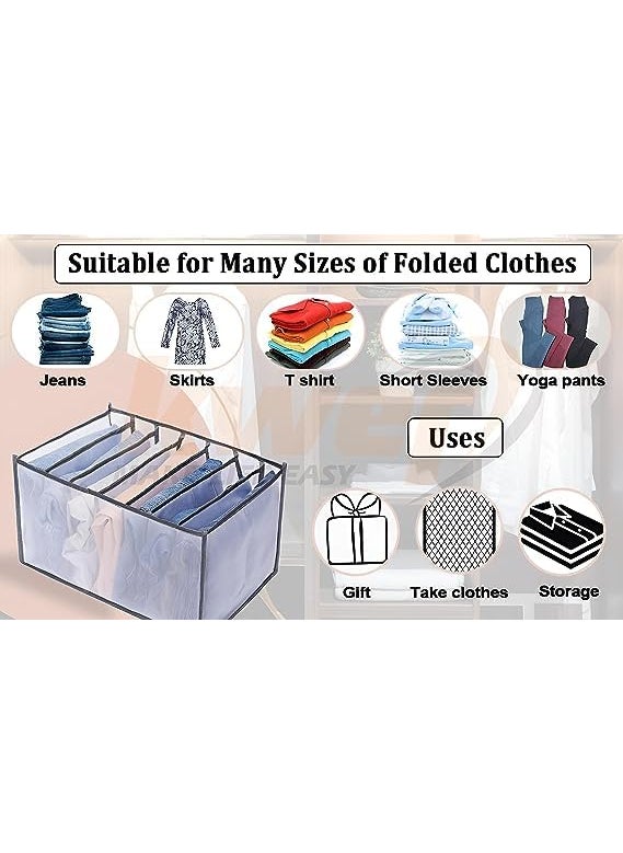 Prostuff.in Prostuffin 7 Compartment Wardrobe Clothes Organizers For Storage Box For Multipurpose Cloth Organizers TShirt Legging Skirts Jeans 1 Pcs White Wardrobe  - Image 4