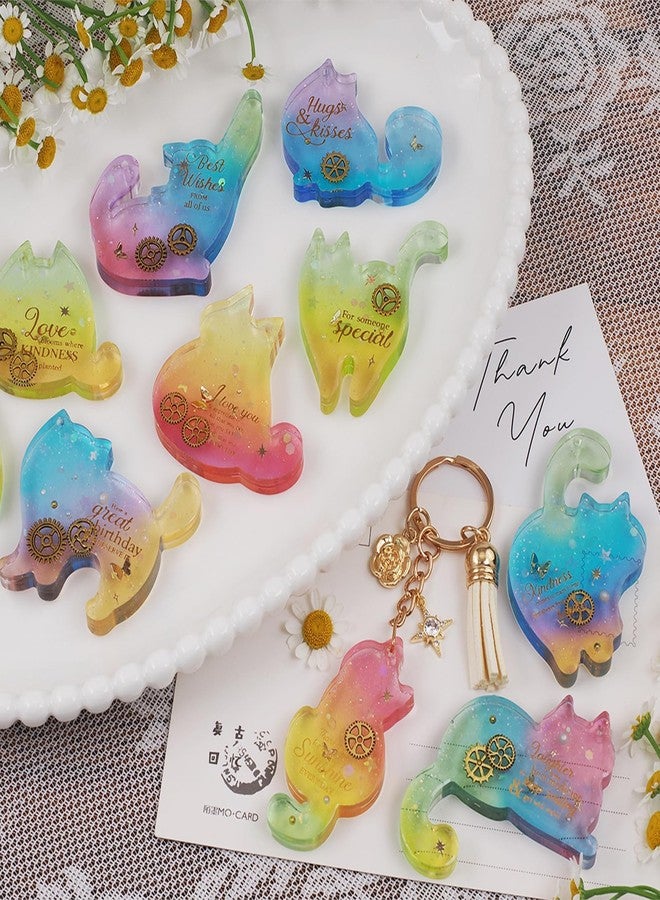 Ceoyiler Cute Cat Resin Molds Silicone, 10 Cavities Epoxy Resin Molds in Different Cat Shapes, DIY Epoxy Resin Casting Process, for Keychains, Bag Pendant Decoration - Image 2