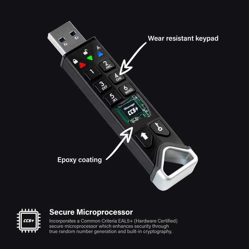 iStorage datAshur PRO2 8 GB | Secure Flash Drive | FIPS 140-2 Level 3 Certified | Password protected | Dust/Water-Resistant - Image 3