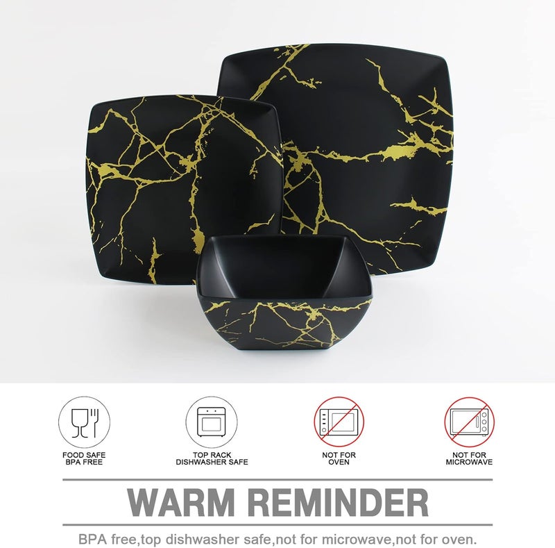 DAPOTO طقم أدوات المائدة من الميلامين لـ 412 قطعة - طقم أطباق تخييم مع أطباق عشاء وأطباق سلطة ووعاء - خفيف الوزن وغير قابل للكسر - للاستخدام الداخلي والخارجي - زهور 26 - Image 5