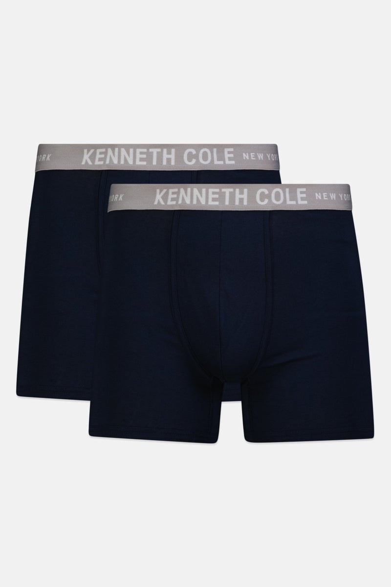 Kenneth Cole Men 2 Pack Brand Logo Trunks, Navy - Image 1