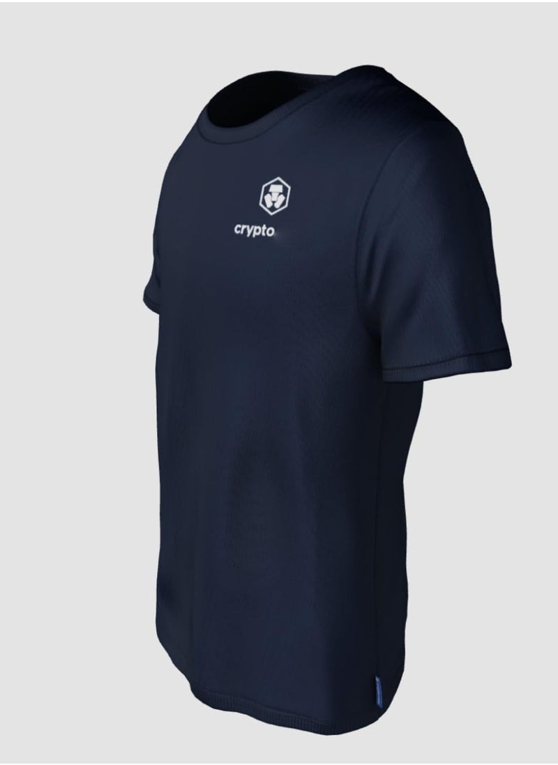 crypto.com - Crypto Logo Men T Shirt 100% Cotton Premium Shirt Crew Neck Tee, Navy, Pack of 1, Fashion T-Shirt Man, tshirt for men, Short Sleeves, Casual Wear, Indoor, Outdoor, Gym, Running, Jogging - Image 1