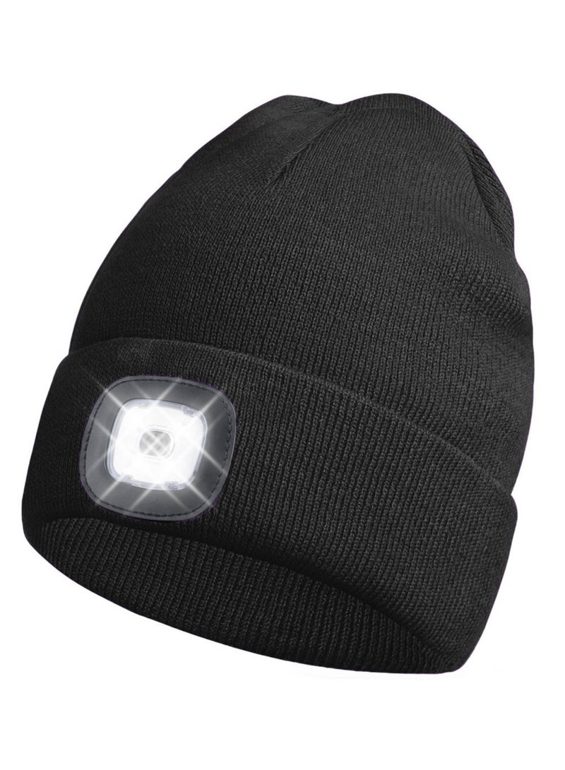 Rechargable flash light hat black 