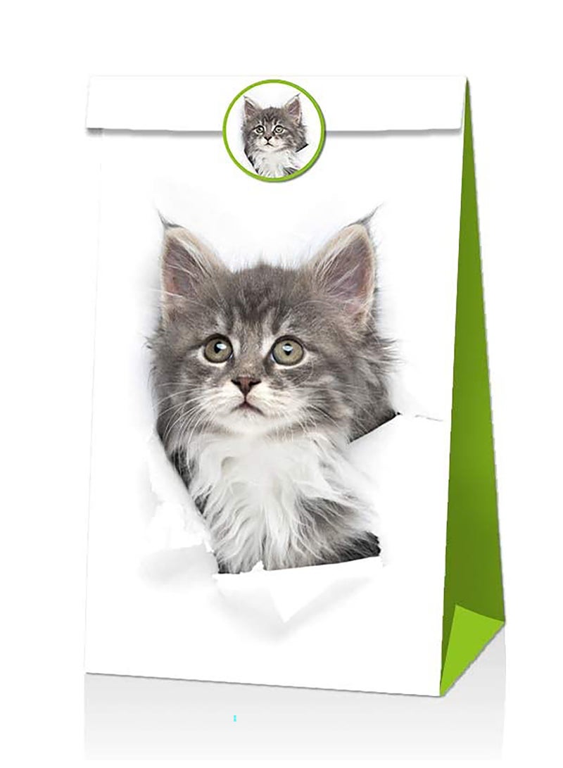 SOLARAE 24 Pcs Cat Gift Bags Cat Party Favors Paper Bags Kitten Candy Treat Goody Bags  Cat Theme Gifts for Kids Pet Cat Birthday Party Supplies Decorations - Image 4
