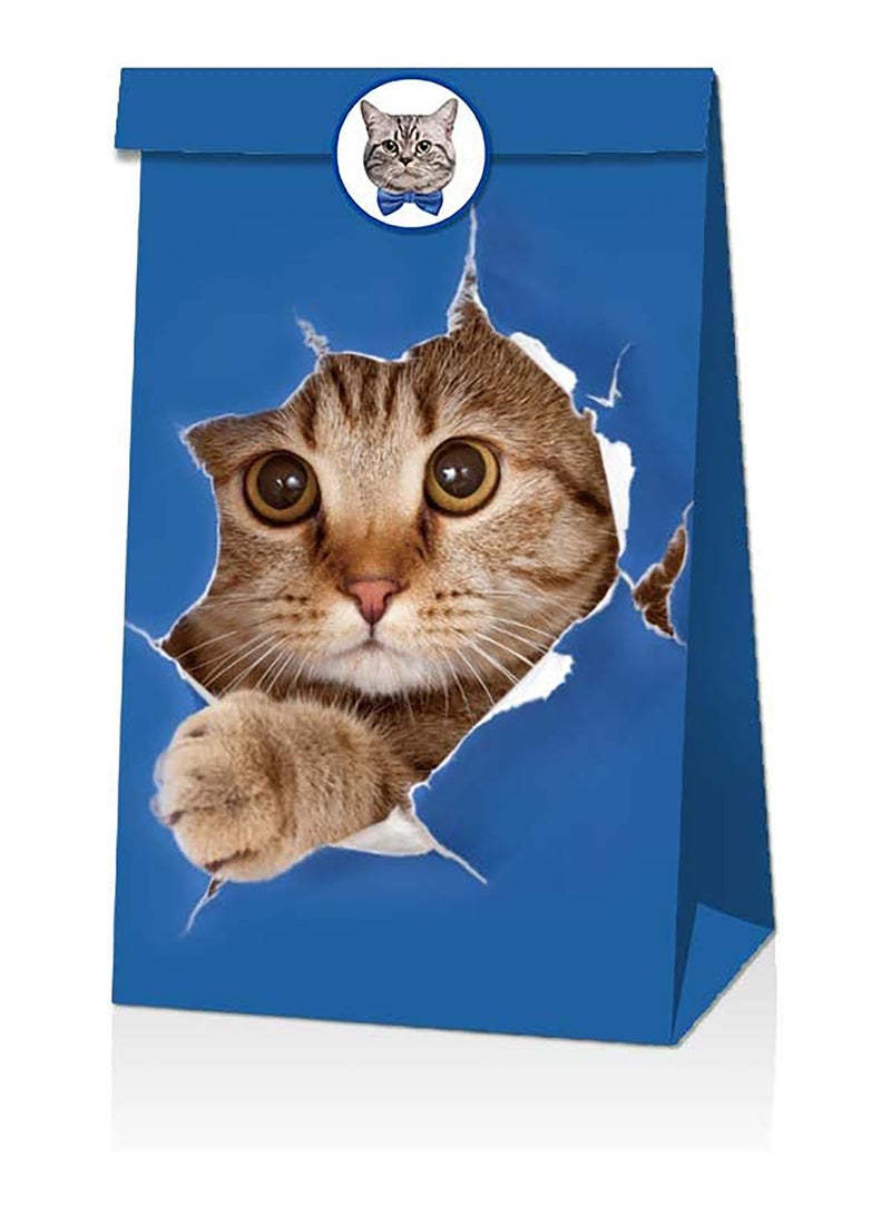 SOLARAE 24 Pcs Cat Gift Bags Cat Party Favors Paper Bags Kitten Candy Treat Goody Bags  Cat Theme Gifts for Kids Pet Cat Birthday Party Supplies Decorations - Image 3
