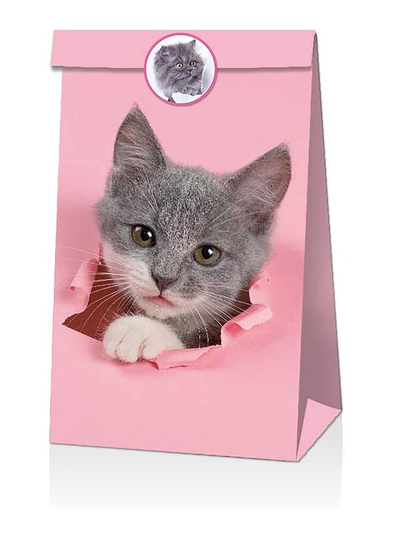 SOLARAE 24 Pcs Cat Gift Bags Cat Party Favors Paper Bags Kitten Candy Treat Goody Bags  Cat Theme Gifts for Kids Pet Cat Birthday Party Supplies Decorations - Image 5