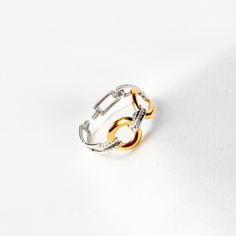 ذا بلاك بيرل اكسسوريز خاتم أستانليس ستيل فري سايز ذهبي × فضي - Image 1