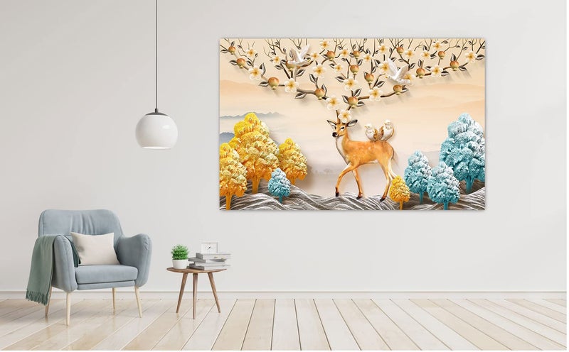 Infinity Interiors Beautiful 3D Flower Waterproof Wall Stickers PVC Self Adhesive Vinyl Wall Poster for Living Room Hall Play Room Bedroom Kitchen Office 24x36 Inch Multi Color 3 - Image 3