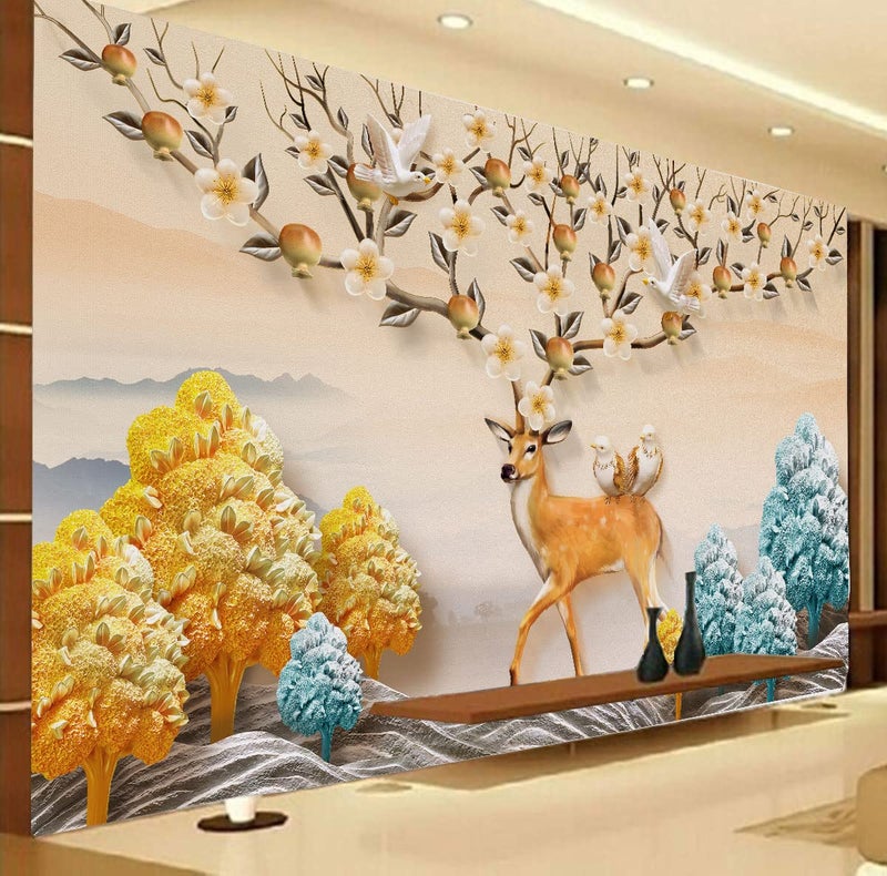 Infinity Interiors Beautiful 3D Flower Waterproof Wall Stickers PVC Self Adhesive Vinyl Wall Poster for Living Room Hall Play Room Bedroom Kitchen Office 24x36 Inch Multi Color 3 - Image 1