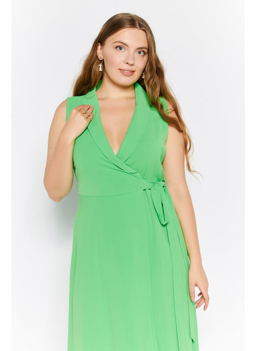 French Connection Women Plain Midi Dress, Light Green  - Image 3