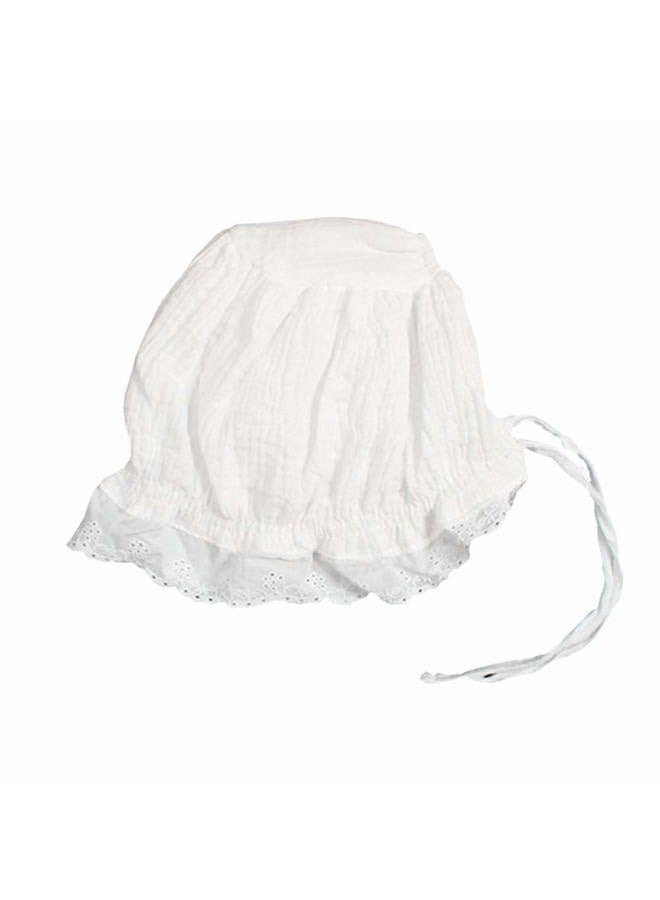XYX Baby Girl Toddlers Breathable Lacy Bonnet Eyelet Cotton Adjustable Sun Protection Hat, Flowers White, M - Image 4