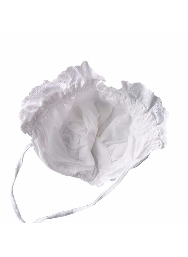 XYX Baby Girl Toddlers Breathable Lacy Bonnet Eyelet Cotton Adjustable Sun Protection Hat, Flowers White, M - Image 5