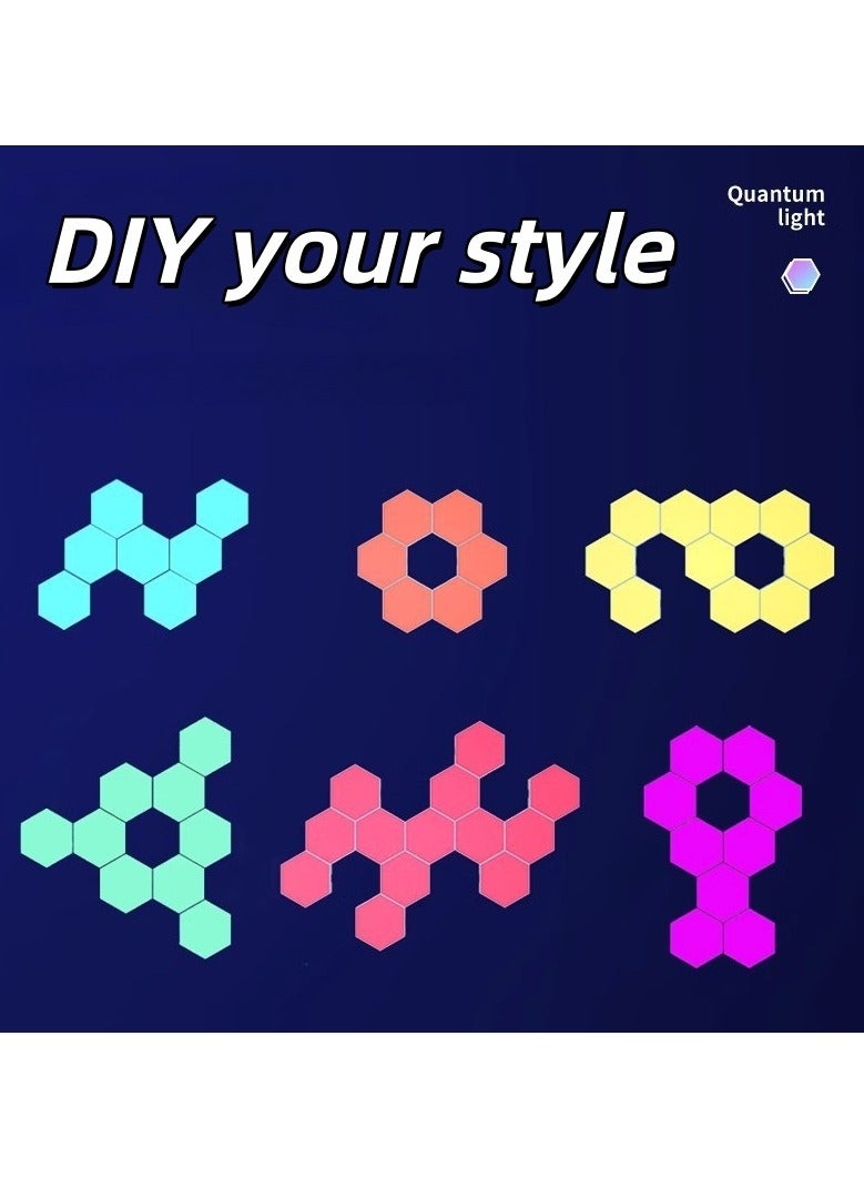 أضواء السداسية الذكية DIY السداسية أدت الضوء ، أضواء الألعاب RGB مع ميزات مزامنة الموسيقى USB ونوع C لوحات جدار RGB الحديثة للمعيشة والألعاب الديكور (12Pack) - Image 5