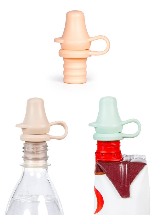 Kiddikap Original Water Bottle Topper for Toddlers – 100% Silicone Sippy Top Spout with Protective Cap makes the Bottle Top a Spill Proof Lid for Kids and Adults - 3 Pack - Pastel - Image 1