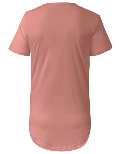 Hat and Beyond Mens Hipster Curve Hem Droptail Tee Premium Longline T Shirts (Medium, 1hc01_Dusty Rose) - Image 3