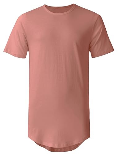 Hat and Beyond Mens Hipster Curve Hem Droptail Tee Premium Longline T Shirts (Medium, 1hc01_Dusty Rose) - Image 2
