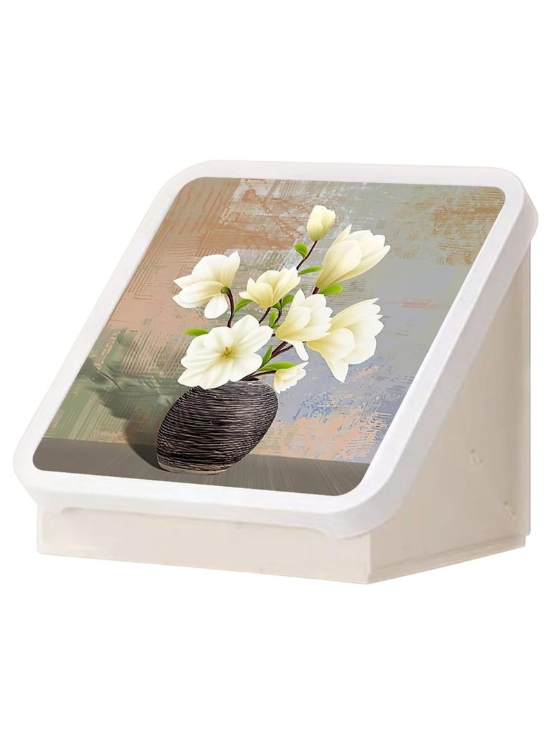 KASTWAVE Bathroom Mural Clothes Folding Storage Box, Shelves for Wall Decor, Waterproof Hanging Storage, No-Punch Wall Mounted Bathroom Shelves Over, Toilet Mural Space Saving (Magnolia Fragrance) - Image 1