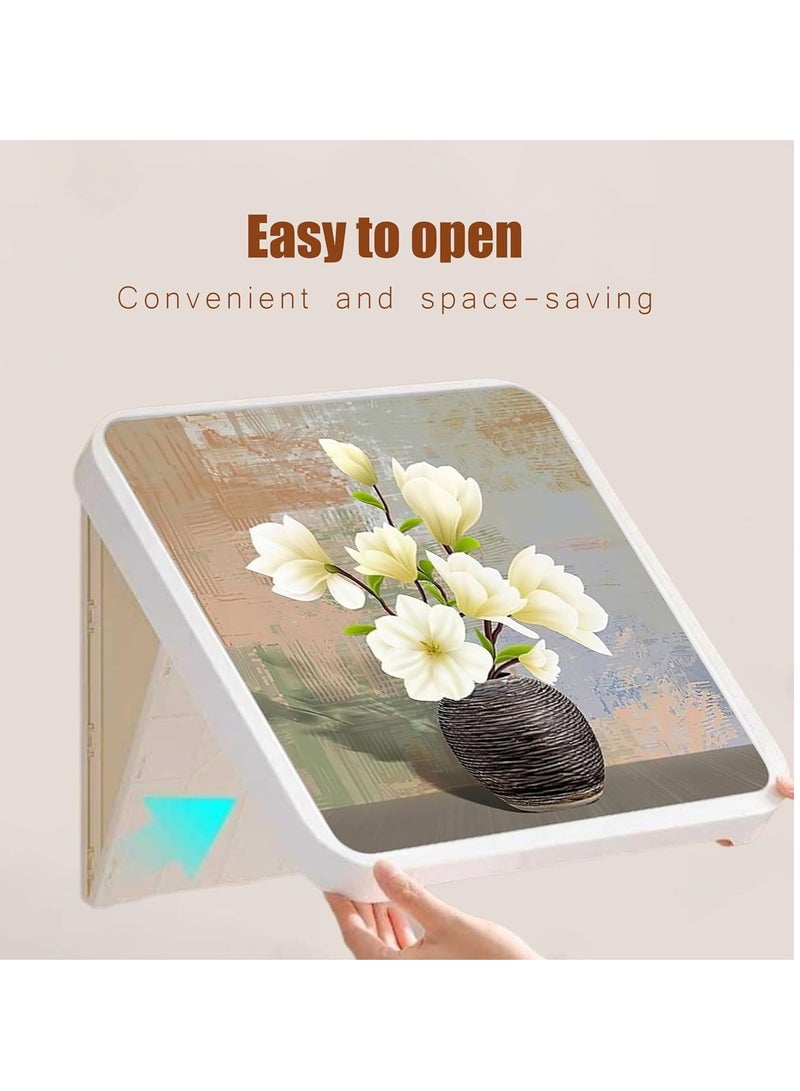 KASTWAVE Bathroom Mural Clothes Folding Storage Box, Shelves for Wall Decor, Waterproof Hanging Storage, No-Punch Wall Mounted Bathroom Shelves Over, Toilet Mural Space Saving (Magnolia Fragrance) - Image 3