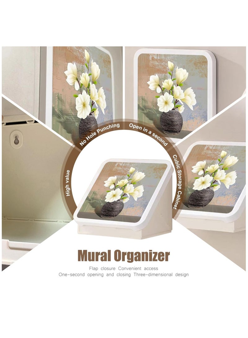 KASTWAVE Bathroom Mural Clothes Folding Storage Box, Shelves for Wall Decor, Waterproof Hanging Storage, No-Punch Wall Mounted Bathroom Shelves Over, Toilet Mural Space Saving (Magnolia Fragrance) - Image 4