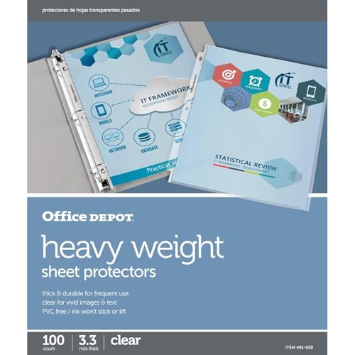 Office Depot Heavyweight Sheet Protectors, 8 1/2in. x 11in., Clear, Pack Of 100, OD491658 - Image 1