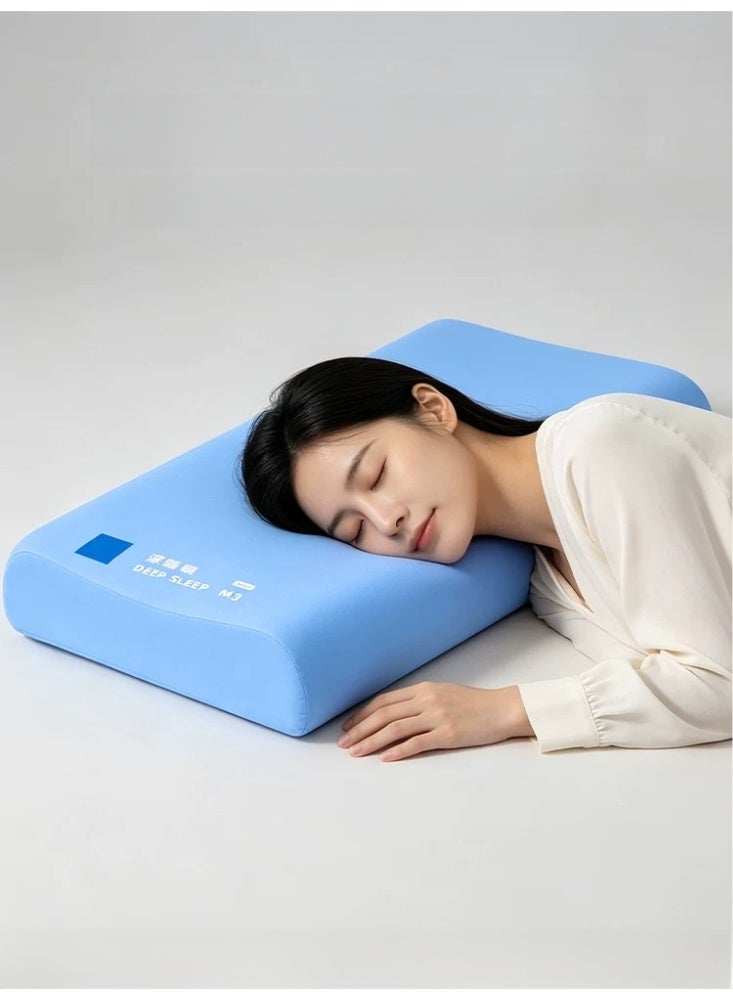 Blue Deep Sleep Memory Foam Pillow, Ergonomic Cervical Support Hotel Grade - Image 1