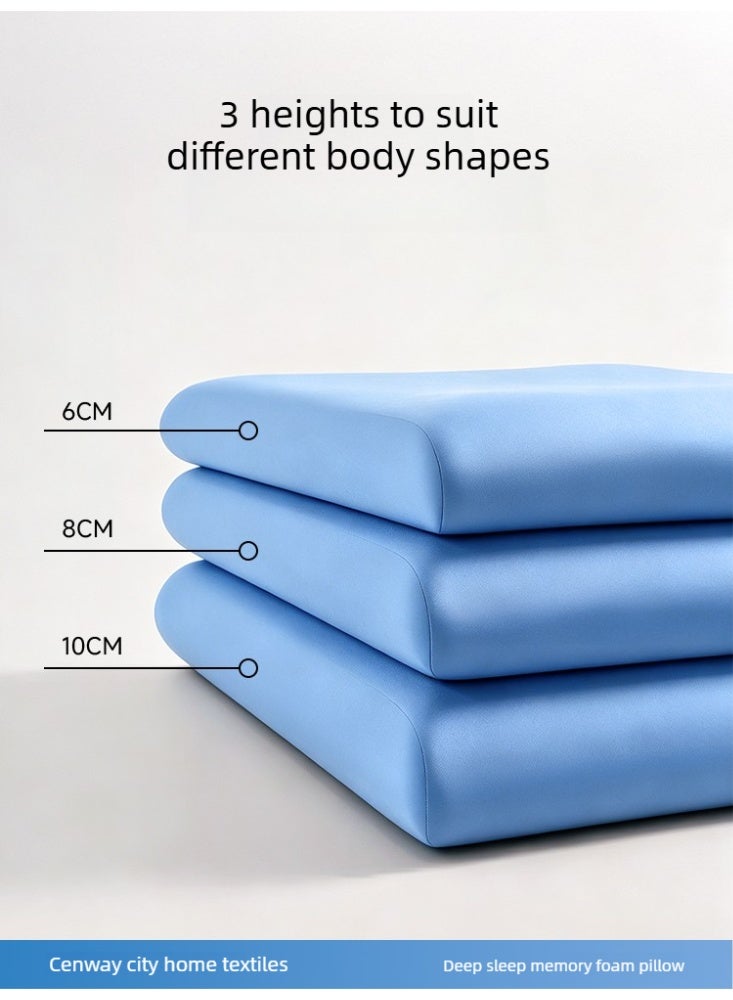 Blue Deep Sleep Memory Foam Pillow, Ergonomic Cervical Support Hotel Grade - Image 3
