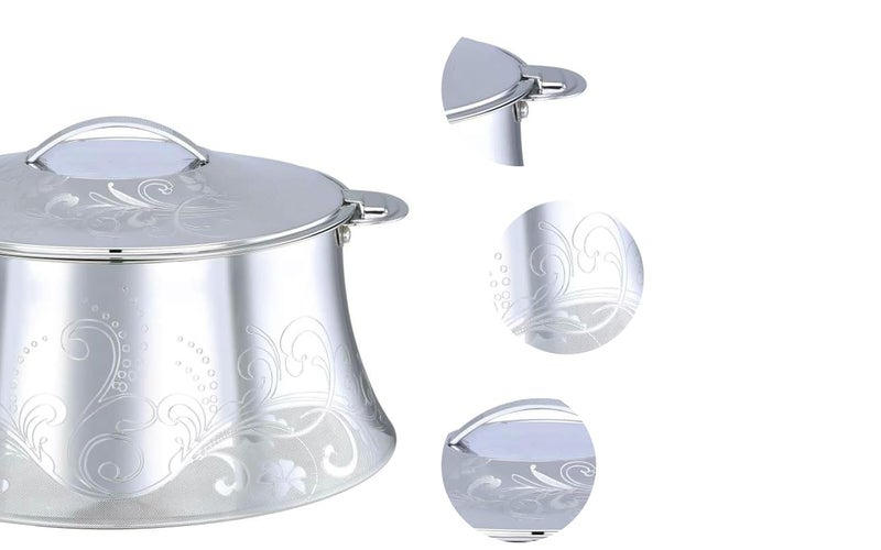 Pradeep AVA Stainless Steel Insulated Serving Casserole with Design LidDouble walledStainless steel CasseroleHot ColdDishwasher SafeServing CasseroleBPA FreeSilver7223S 722350S5000ML - Image 2