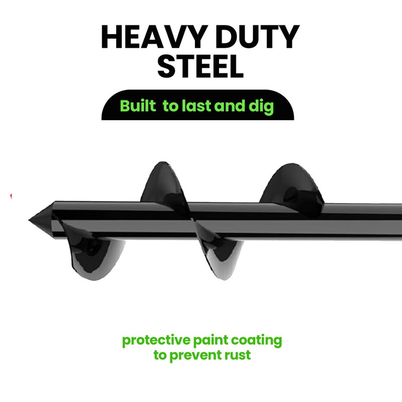 K-Brands Auger Drill Bit for Planting â€“ 3 x 12 Inch - Gardening Tools Spiral Hole and Bulb Planter for Umbrella Holes - Compatible with 3/8 Inch Hex Drive - Image 4