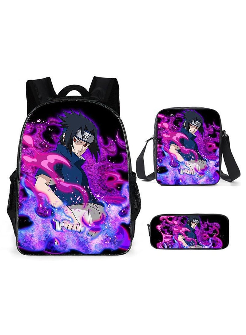 Naruto Cartoon Anime Student Backpack Three-Piece Set 29*42*16cm