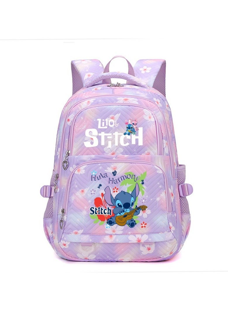 Stitch cartoon print embossed large capacity schoolbag for primary and secondary school students cute backpack light and fashionable backpack 31*43*16CM