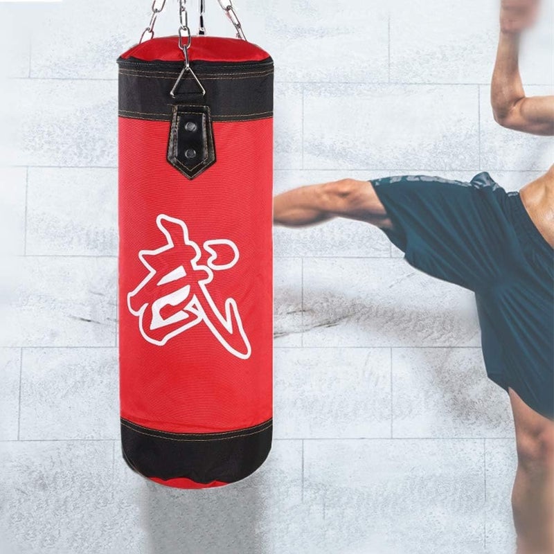 woobles Fitness Sandbags, Empty Punching Bag Hanging Kick Sandbag Karate Training Boxing Fight Sandbag-60cm Red - Image 1