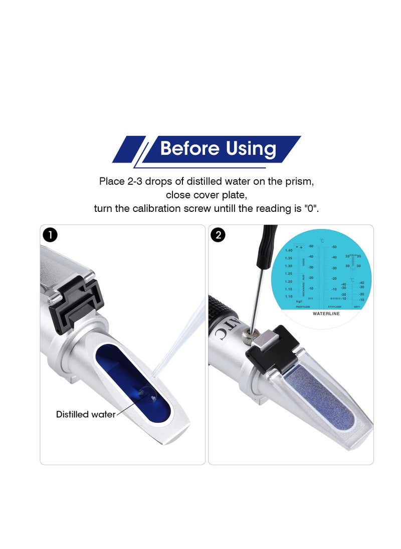 ATC Antifreeze Refractometer 4-in-1 Coolant Tester Refractometer for Checking Freezing Point of Automobile Antifreeze Systems, Anti Freeze Tester Refractometer for Battery Acid, Ethylene Propylene Glycol  - Image 3