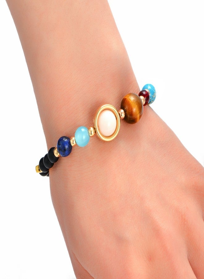 CULOVITY Handmade Universe Guardian Bracelets Nine Planets Star Natural Stone Adjustable Astronomy Stretch Bracelet for Women Men Gift 1Pcs - Image 3