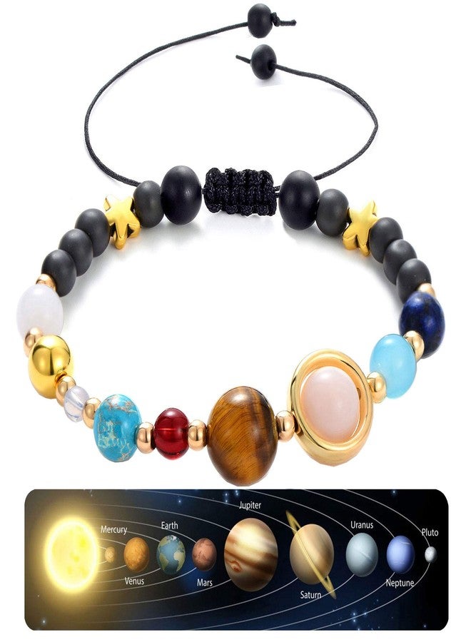 CULOVITY Handmade Universe Guardian Bracelets Nine Planets Star Natural Stone Adjustable Astronomy Stretch Bracelet for Women Men Gift 1Pcs - Image 2
