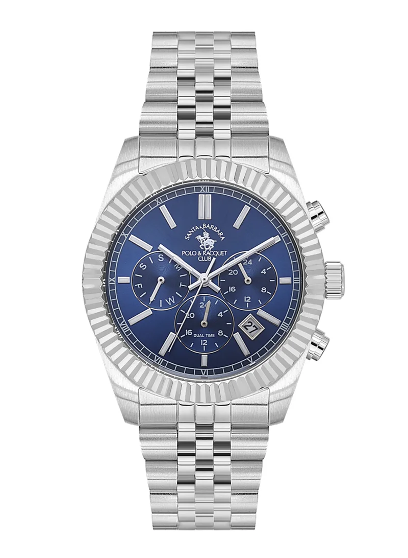 SANTA BARBARA POLO & RACQUET CLUB Santa Barbara Polo & Racquet Club - Legend Men's Watch | Stainless Steel Band with Steel Case | Analog | Round Dial | Mineral Glass | Japanese Quartz | Water Resistance 50 Meters