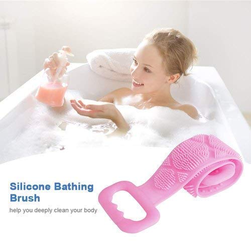 EVRR Silicone Back Scrubber Belt Soft Body Massage Cleaning Exfoliating Bath Brush(Assorted Colour) - Image 3
