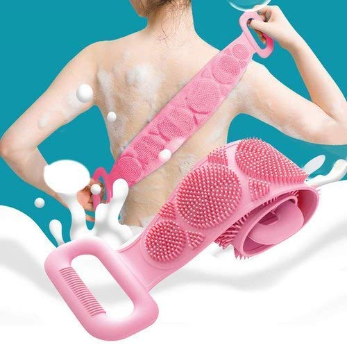 EVRR Silicone Back Scrubber Belt Soft Body Massage Cleaning Exfoliating Bath Brush(Assorted Colour) - Image 2