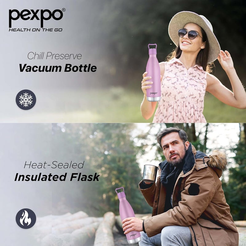 Pexpo Erica Stainless Steel Vacuum Insulated Hot Cold Flask 750ml Rosy Brown Home Office Gym Outing School Ideal for Adults Kids - Image 4