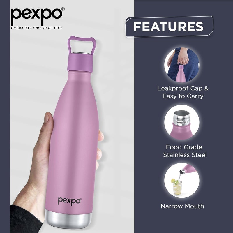 Pexpo Erica Stainless Steel Vacuum Insulated Hot Cold Flask 750ml Rosy Brown Home Office Gym Outing School Ideal for Adults Kids - Image 5