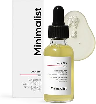 Minimalist 10 AHA BHA Exfoliating Serum For Beginners AHAs Lactic Acid Glycolic Acid BHA Salicylic Acid Serum 30 ml Pack of 1 - Image 1