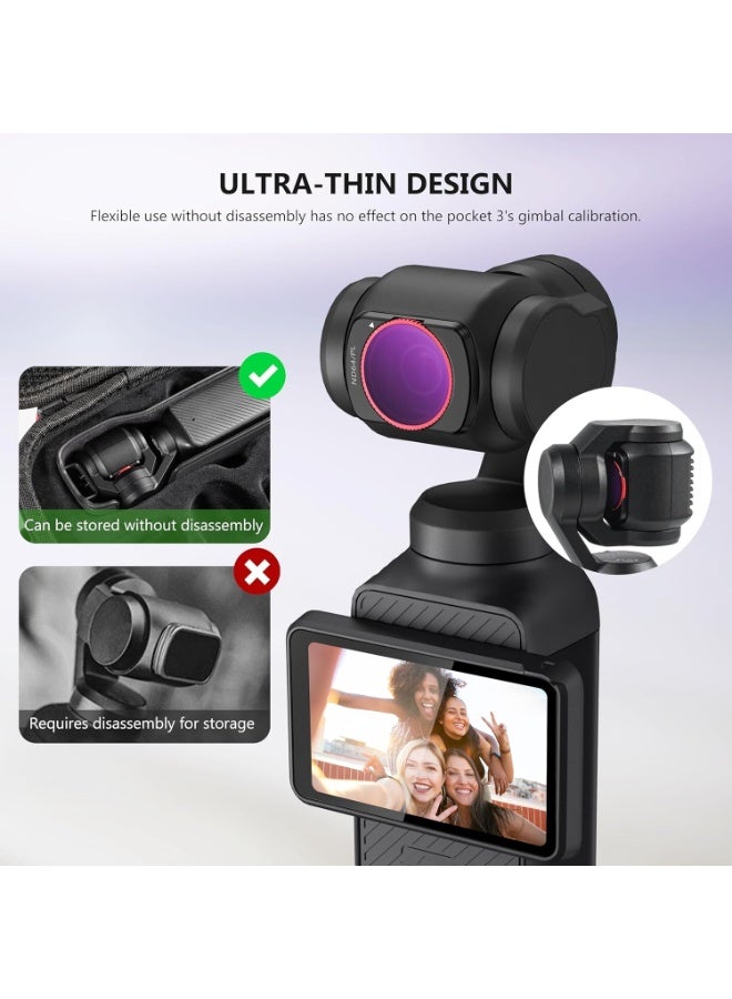 Infi-vo 4 Pack Osmo Pocket 3 Filter Kit，(ND8+ND16+ND32+ND64)Filter Set Compatible with DJI Osmo Pocket 3,Multi-Coated Optical Glass Filter Drone Camera Accessories - Image 3