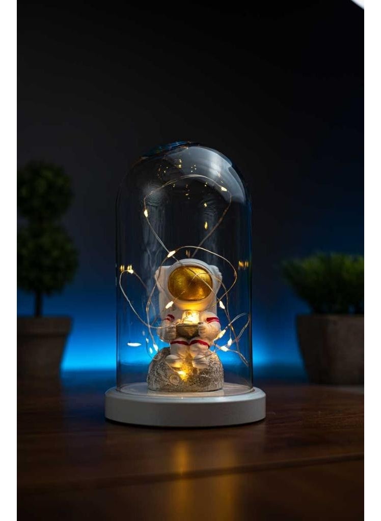 By-Lamp Astronaut Sitting Lamp Gold and Red Striped  - Image 2