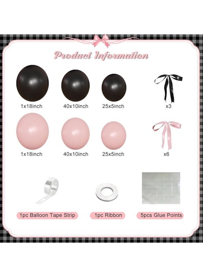 Pink Black Balloon Garland Arch Kit, 141Pcs Pink and Black Balloons Different Sizes 18 10 5 Inch and Bows for Coquette Birthday Wedding Baby Shower Bridal Shower Party Decorations - Image 4