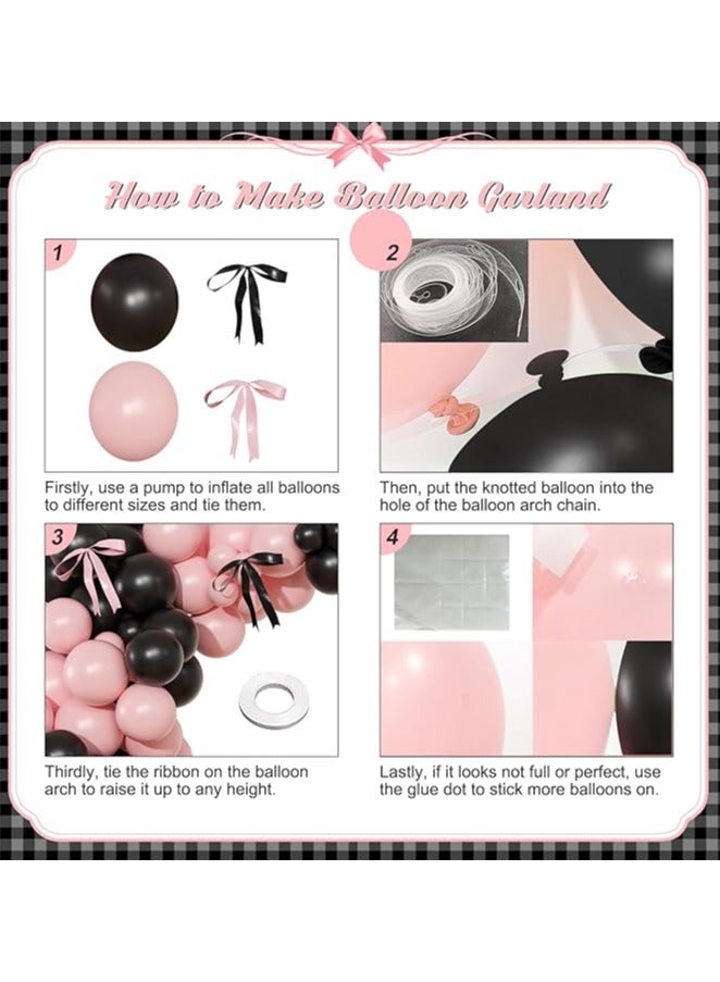 Pink Black Balloon Garland Arch Kit, 141Pcs Pink and Black Balloons Different Sizes 18 10 5 Inch and Bows for Coquette Birthday Wedding Baby Shower Bridal Shower Party Decorations - Image 5