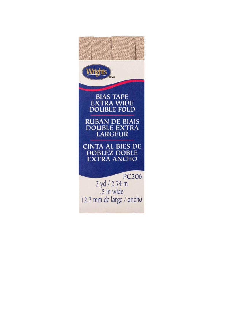 Wrights Double Fold Bias Tape 1/2in x 3yd Taupe  - Image 1
